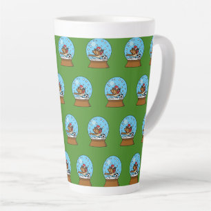 Snow Globe with Cute Sparrow Playing Soccer Latte Mug