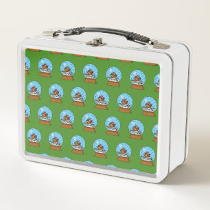 Snow Globe with Cute Sparrow Playing Soccer Metal Lunch Box