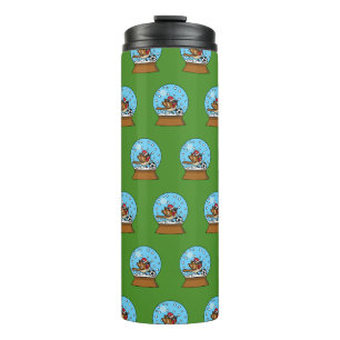 Snow Globe with Cute Sparrow Playing Soccer Thermal Tumbler