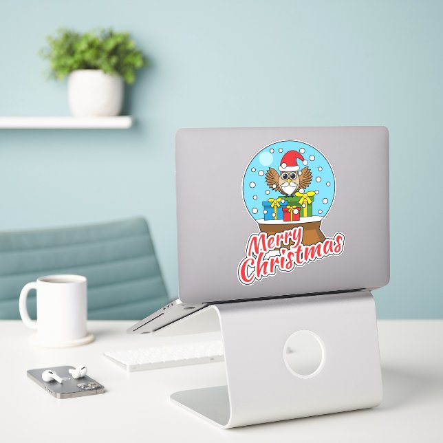 Snow Globe with Santa Claus Owl (Laptop On Desk)