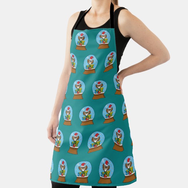 Snow Globe with Santa Claus Owl Apron (Insitu)