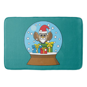 Snow Globe with Santa Claus Owl Bath Mat