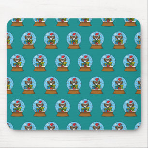 Snow Globe with Santa Claus Owl Mouse Pad