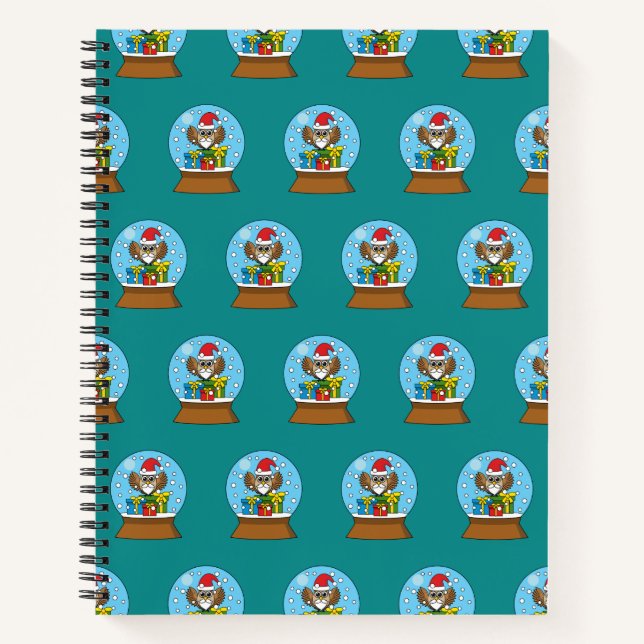 Snow Globe with Santa Claus Owl Notebook (Front)