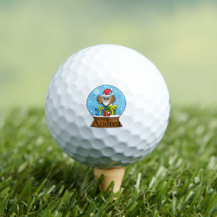 Snow Globe with Santa Claus Owl   Personalize Golf Balls