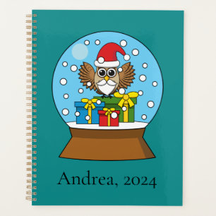 Snow Globe with Santa Claus Owl   Personalize Planner