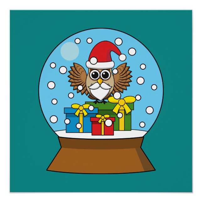Snow Globe with Santa Claus Owl Poster (Front)