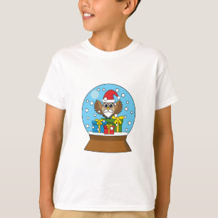 Snow Globe with Santa Claus Owl T-Shirt