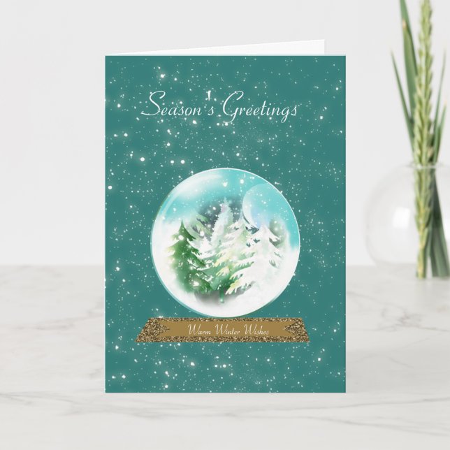 Snow Globe with Snow and Trees Winter Holiday Card (Front)