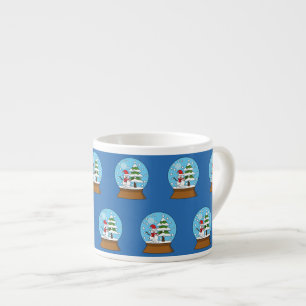 Snow Globe with Snowman and Pine Tree Espresso Cup