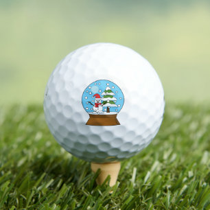 Snow Globe with Snowman and Pine Tree Golf Balls