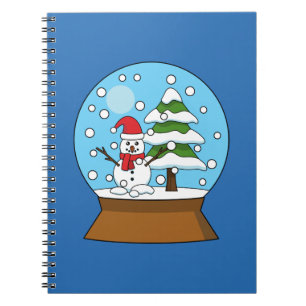 Snow Globe with Snowman and Pine Tree Notebook