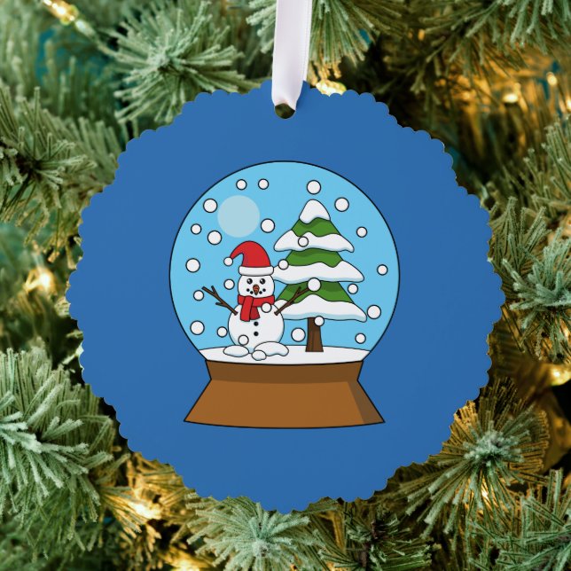 Snow Globe with Snowman and Pine Tree Ornament Card (Insitu (Tree))