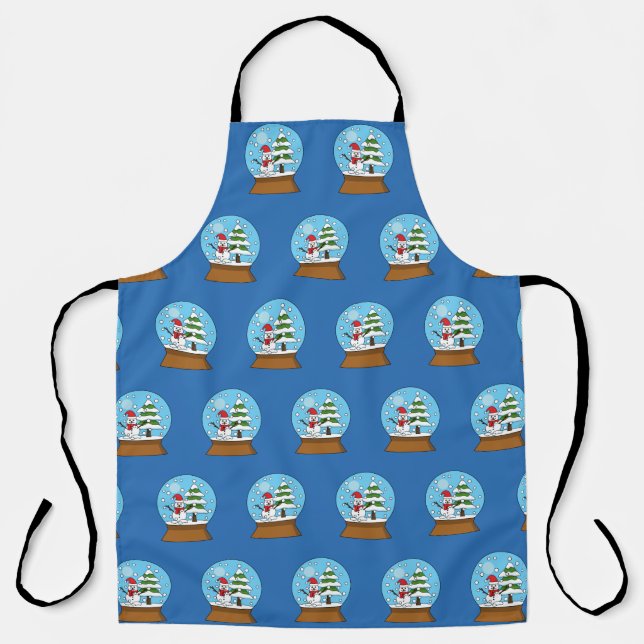 Snow Globe with Snowman and Pine Tree Pattern Apron (Front)