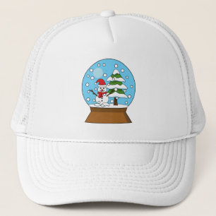 Snow Globe with Snowman and Pine Tree Trucker Hat
