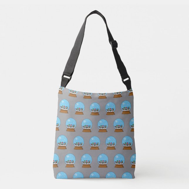 Snow Globe with Three Gnome Owls Crossbody Bag (Front)