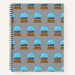 Snow Globe with Three Gnome Owls Notebook