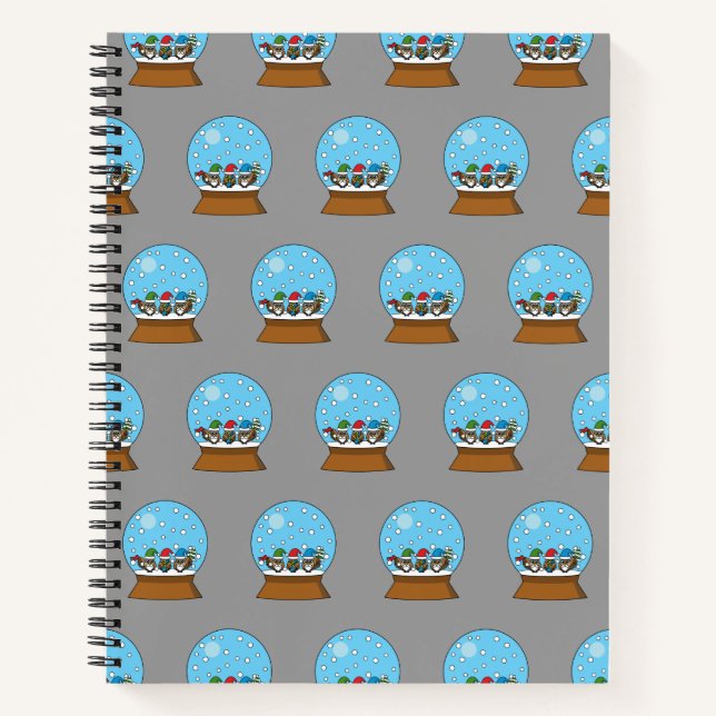 Snow Globe with Three Gnome Owls Notebook (Front)