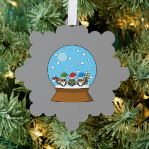 Snow Globe with Three Gnome Owls Ornament Card