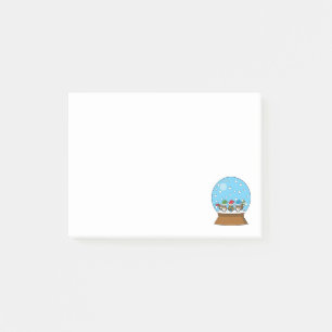 Snow Globe with Three Gnome Owls Post-it Notes