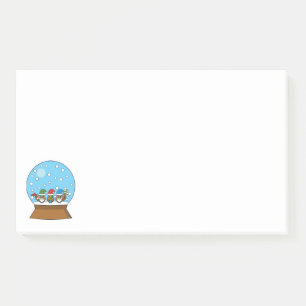 Snow Globe with Three Gnome Owls Post-it Notes