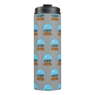 Snow Globe with Three Gnome Owls Thermal Tumbler