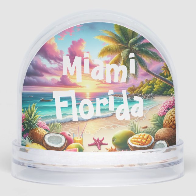 Snow Globe with tropical design and text Miami Flo (Front)