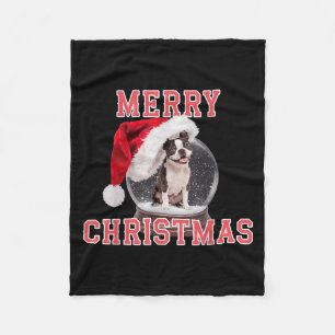 Snow Globe Xmas French Bulldog Christmas Fleece Blanket