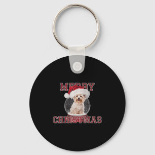 Snow Globe Xmas Maltese Dog Christmas Keychain