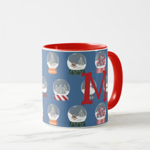 Snow globes all-over pattern with monogram -  mug