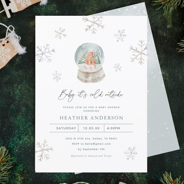 Snow Globes Winter Wonderland Winter Baby Shower Invitation (Creator Uploaded)