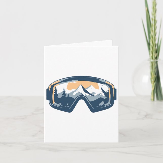 Snow Goggles Mountain Reflection Winter Skiing Sno Card (Front)