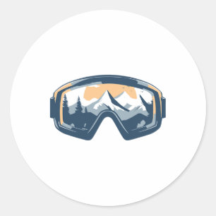 Snow Goggles Mountain Reflection Winter Skiing Sno Classic Round Sticker