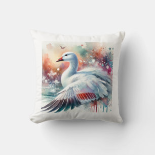Snow Goose 091024AREF130 - Watercolor Throw Pillow