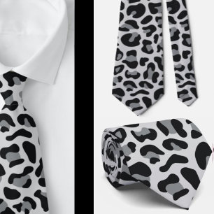 Snow Gray Leopard Print Groomsmen Punk Weddings Tie
