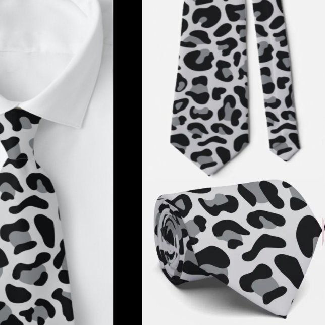 Snow Gray Leopard Print Groomsmen Punk Weddings Tie (Creator Uploaded)