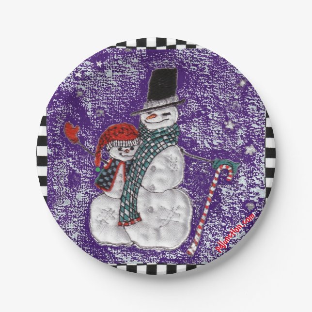 Snow Greetings Paper Plate (Front)