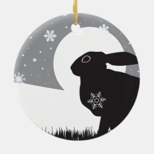 SNOW HARE CERAMIC ORNAMENT