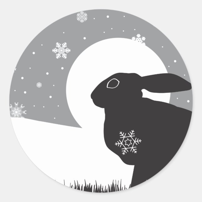 SNOW HARE CLASSIC ROUND STICKER (Front)