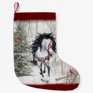 Snow Horse & Cardinals Christmas Stocking