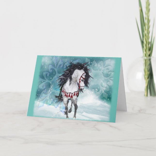 Snow Horse Greeting Card (Front)