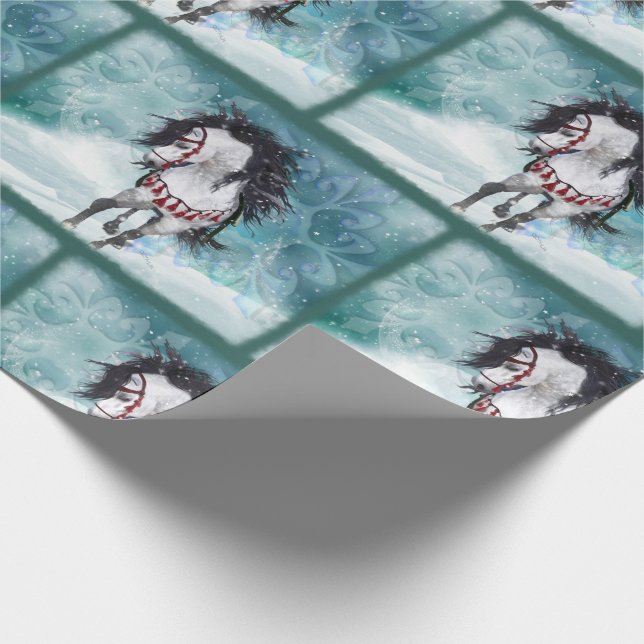 Snow Horse Holiday Wrapping Paper (Corner)