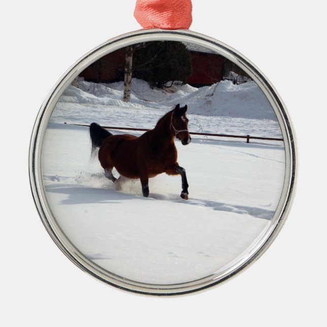 Snow Horse Metal Ornament (Front)
