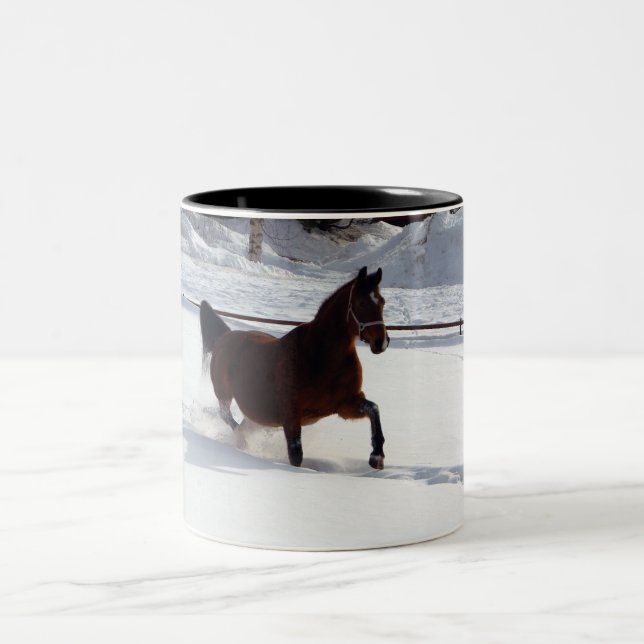 Snow Horse Two-Tone Coffee Mug (Center)