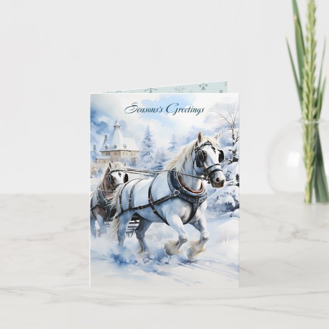 Snow Horses Christmas Card (Front)