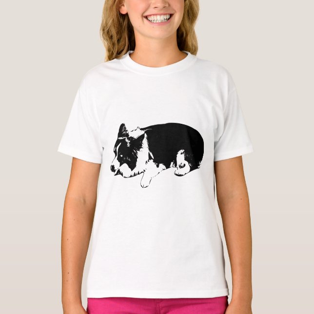 snow hush corgi, gentle joy T-Shirt (Front)