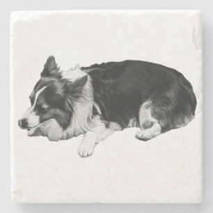 snow hush rest, corgi stone coaster