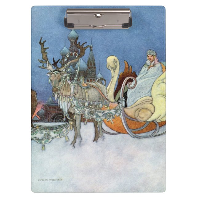 Snow Ice Queen Russian Princess Reindeer Clipboard (Front)