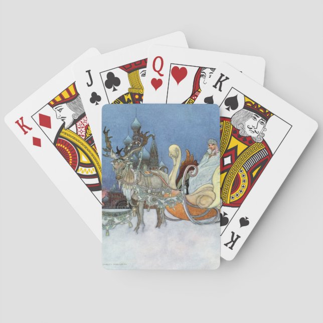 Snow Ice Queen Russian Princess Reindeer Playing Cards (Back)