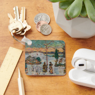 Snow in April by Maurice Prendergast, Vintage Art Keychain